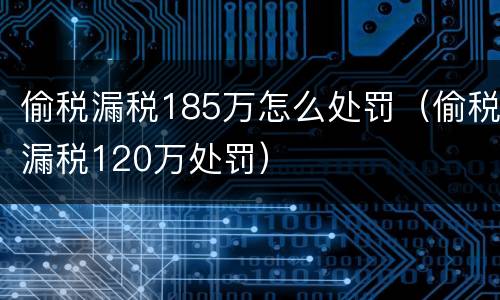 偷税漏税185万怎么处罚（偷税漏税120万处罚）
