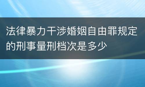 法律暴力干涉婚姻自由罪规定的刑事量刑档次是多少
