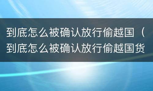 到底怎么被确认放行偷越国（到底怎么被确认放行偷越国货物）