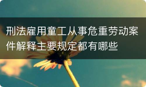 刑法雇用童工从事危重劳动案件解释主要规定都有哪些