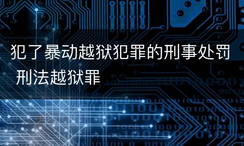 犯了暴动越狱犯罪的刑事处罚 刑法越狱罪