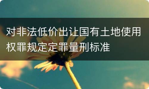 对非法低价出让国有土地使用权罪规定定罪量刑标准