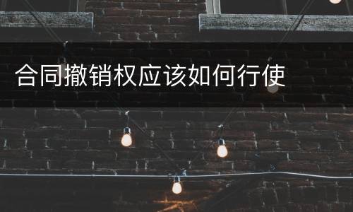 合同撤销权应该如何行使