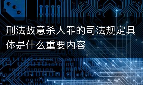 刑法故意杀人罪的司法规定具体是什么重要内容