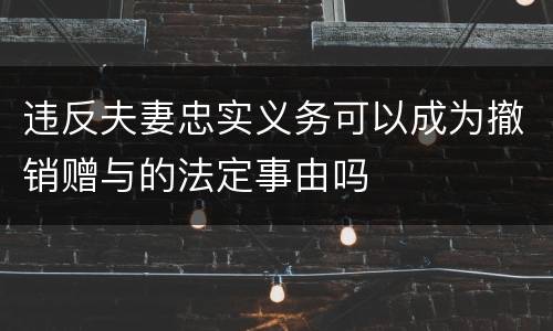 违反夫妻忠实义务可以成为撤销赠与的法定事由吗