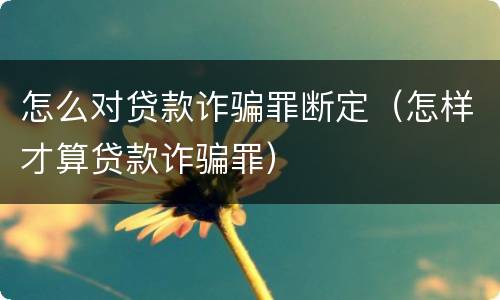 怎么对贷款诈骗罪断定（怎样才算贷款诈骗罪）