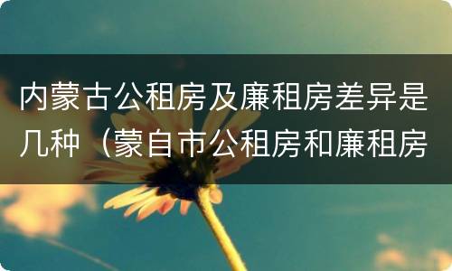 内蒙古公租房及廉租房差异是几种（蒙自市公租房和廉租房）