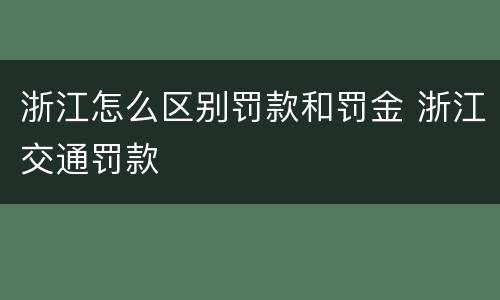 浙江怎么区别罚款和罚金 浙江交通罚款