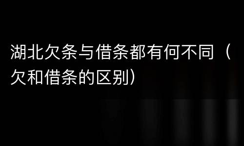 湖北欠条与借条都有何不同（欠和借条的区别）