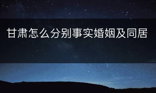 甘肃怎么分别事实婚姻及同居