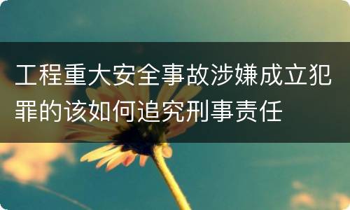 工程重大安全事故涉嫌成立犯罪的该如何追究刑事责任