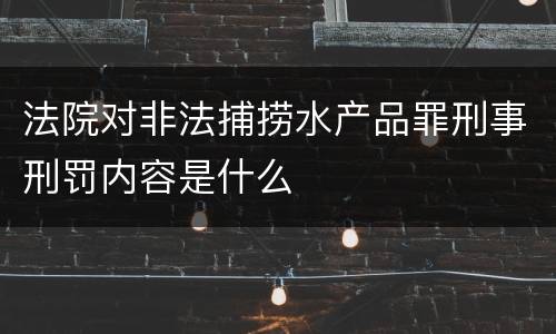 法院对非法捕捞水产品罪刑事刑罚内容是什么