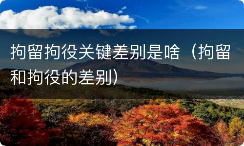 拘留拘役关键差别是啥（拘留和拘役的差别）