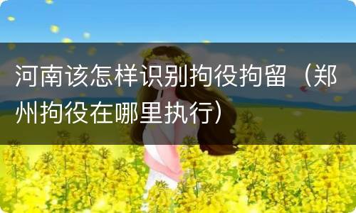 河南该怎样识别拘役拘留（郑州拘役在哪里执行）