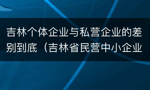 吉林个体企业与私营企业的差别到底（吉林省民营中小企业）