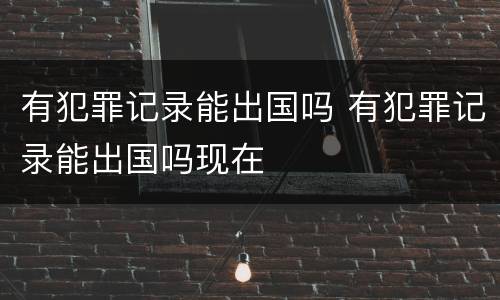 有犯罪记录能出国吗 有犯罪记录能出国吗现在