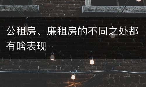 公租房、廉租房的不同之处都有啥表现