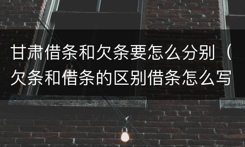 甘肃借条和欠条要怎么分别（欠条和借条的区别借条怎么写）