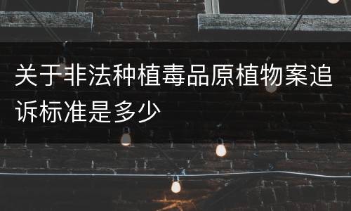 关于非法种植毒品原植物案追诉标准是多少