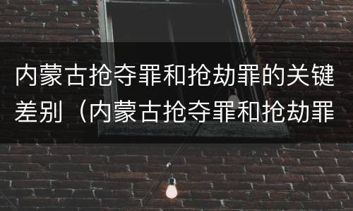 内蒙古抢夺罪和抢劫罪的关键差别（内蒙古抢夺罪和抢劫罪的关键差别）