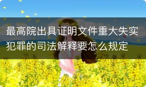 最高院出具证明文件重大失实犯罪的司法解释要怎么规定