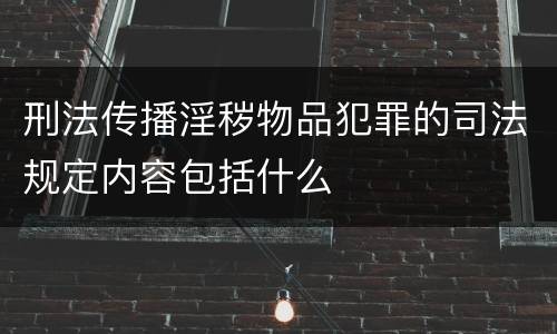 刑法传播淫秽物品犯罪的司法规定内容包括什么