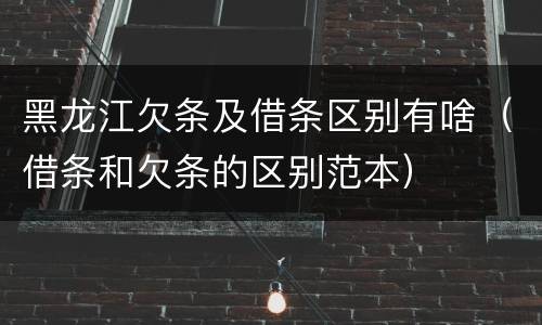 黑龙江欠条及借条区别有啥（借条和欠条的区别范本）