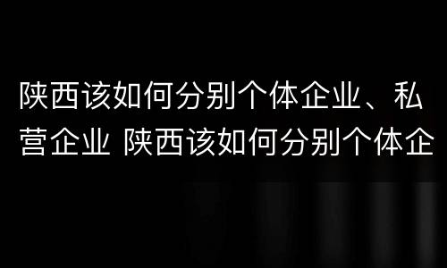 陕西该如何分别个体企业、私营企业 陕西该如何分别个体企业,私营企业呢