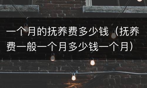 一个月的抚养费多少钱（抚养费一般一个月多少钱一个月）