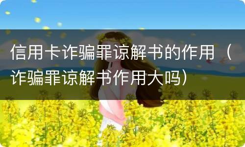 信用卡诈骗罪谅解书的作用（诈骗罪谅解书作用大吗）