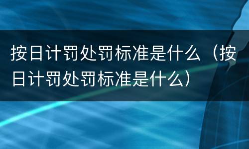按日计罚处罚标准是什么（按日计罚处罚标准是什么）