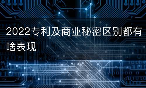 2022专利及商业秘密区别都有啥表现
