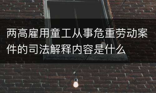 两高雇用童工从事危重劳动案件的司法解释内容是什么