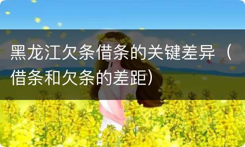 黑龙江欠条借条的关键差异（借条和欠条的差距）