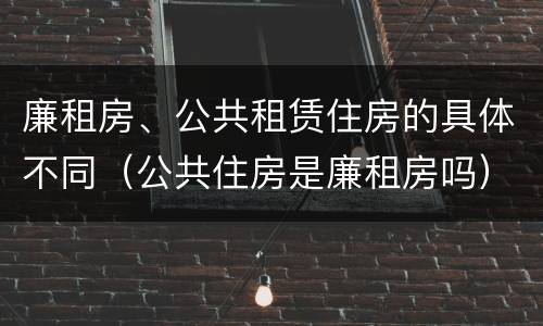 廉租房、公共租赁住房的具体不同（公共住房是廉租房吗）