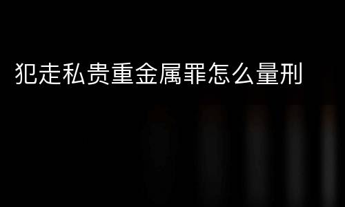 犯走私贵重金属罪怎么量刑