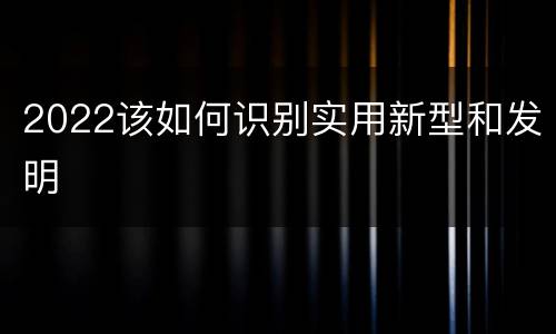 2022该如何识别实用新型和发明