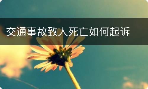 交通事故致人死亡如何起诉