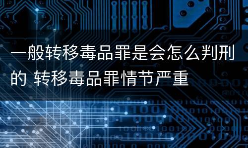 一般转移毒品罪是会怎么判刑的 转移毒品罪情节严重