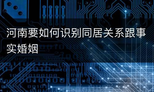 河南要如何识别同居关系跟事实婚姻