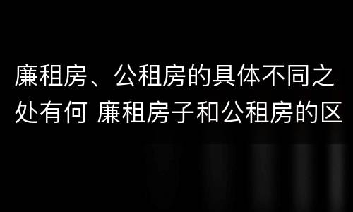 廉租房、公租房的具体不同之处有何 廉租房子和公租房的区别