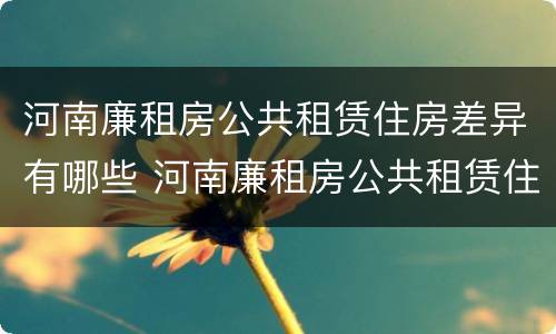 河南廉租房公共租赁住房差异有哪些 河南廉租房公共租赁住房差异有哪些问题