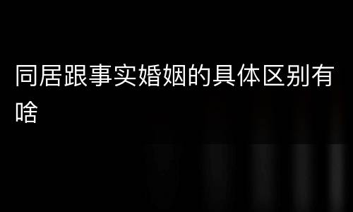 同居跟事实婚姻的具体区别有啥