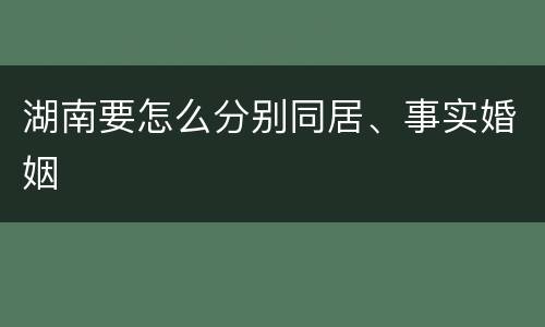 湖南要怎么分别同居、事实婚姻