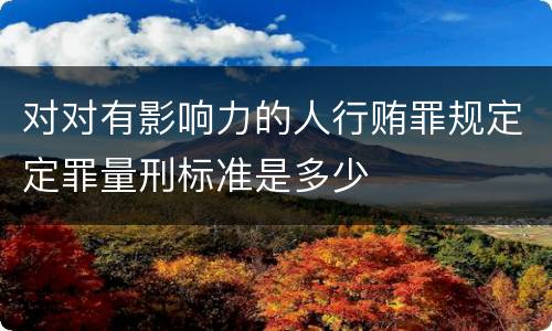 对对有影响力的人行贿罪规定定罪量刑标准是多少