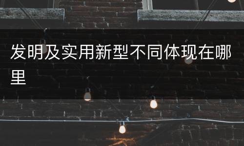 发明及实用新型不同体现在哪里
