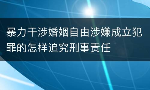 暴力干涉婚姻自由涉嫌成立犯罪的怎样追究刑事责任