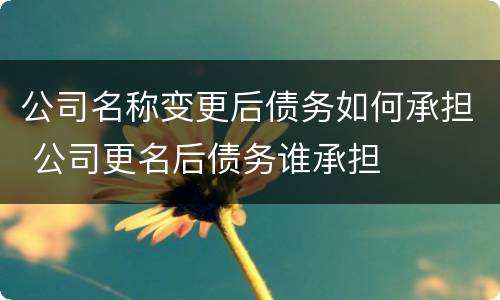公司名称变更后债务如何承担 公司更名后债务谁承担