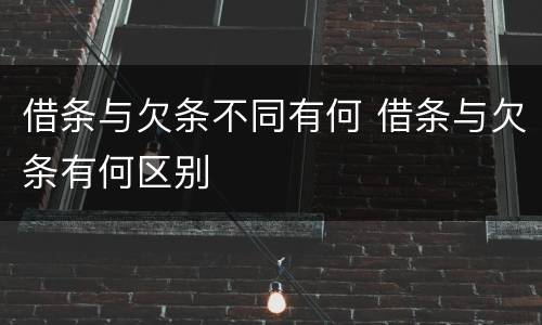 借条与欠条不同有何 借条与欠条有何区别