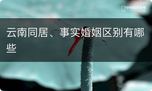 云南同居、事实婚姻区别有哪些